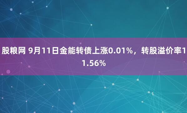 股粮网 9月11日金能转债上涨0.01%，转股溢价率11.56%