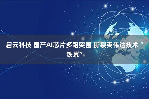 启云科技 国产AI芯片多路突围 撕裂英伟达技术“铁幕”