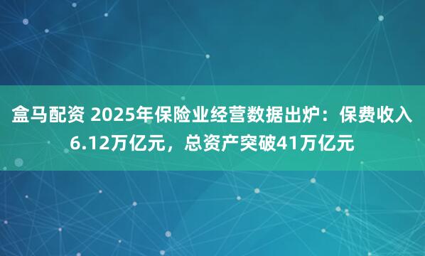 盒马配资 2025年保险业经营数据出炉：保费收入6.12万亿元，总资产突破41万亿元